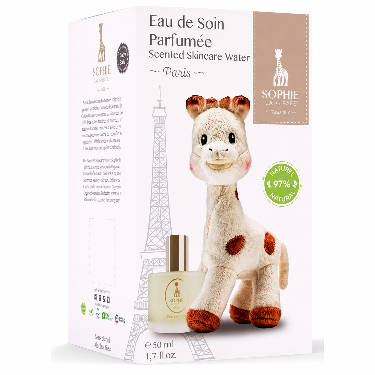Coffret Eau de Soin 50 ml + Peluche Sophie la girafe – Dès la naissance