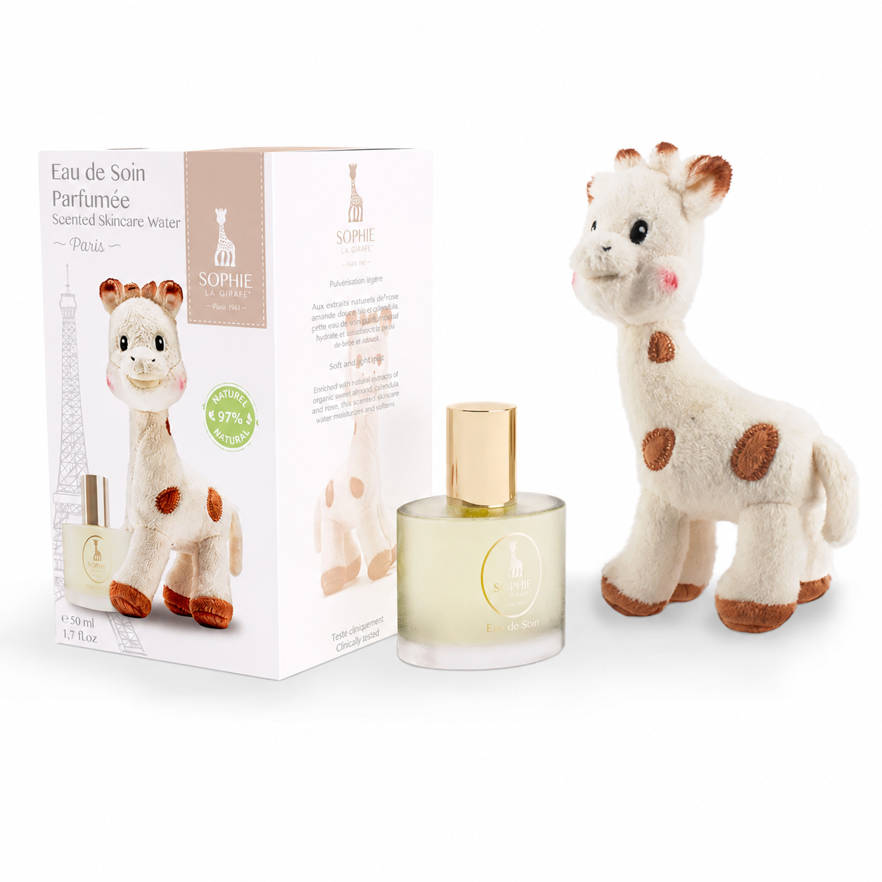 Coffret Eau de Soin 50 ml + Peluche Sophie la girafe – Dès la naissance