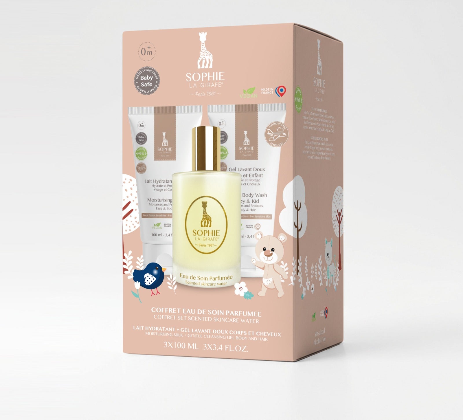 Coffret Eau de Soin 100ml + Lait Hydratant 100ml + Gel lavant doux 100ml