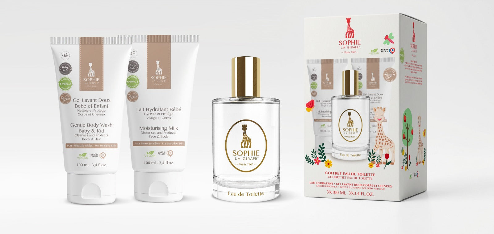 Coffret Eau de Toilette 100ml + Lait Hydratant 100ml + Gel lavant doux 100ml